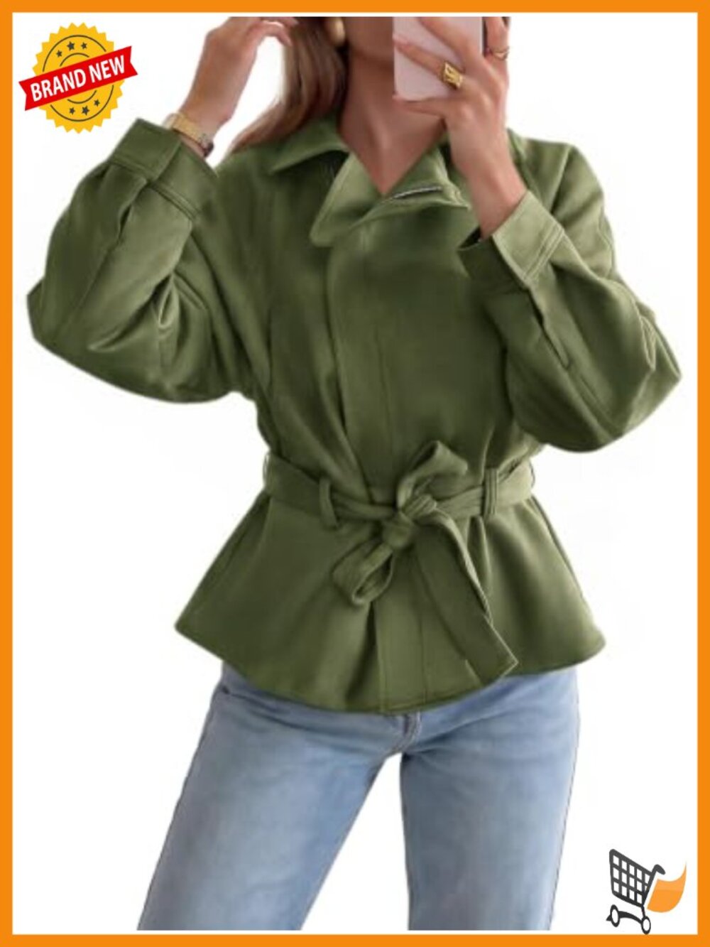 Faux Suede Cropped Moto Jacket Zip Up Lapel Trench Coat